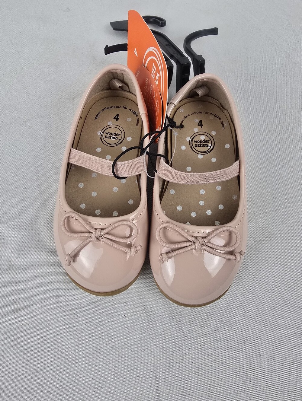 Wonder Nation Blush Pink Patent Mary Jane Flats with Bow Sz Baby 4